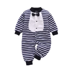 Barboteuse Hiver Bébé Mixte Rayée Polaire Douce