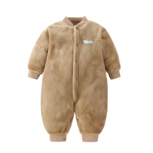 Barboteuse Hiver Bébé Mixte Douce en Polaire Marron