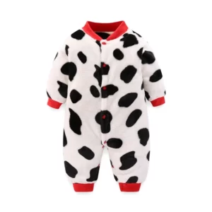 Barboteuse Hiver Bébé Mixte Motif Vache Polaire Douce