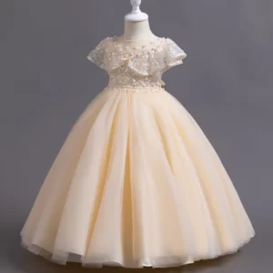 Robe de cérémonie princesse dorée en tulle