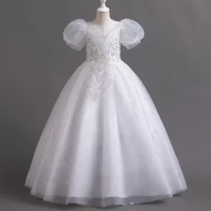 Robe de cérémonie princesse blanche brodée