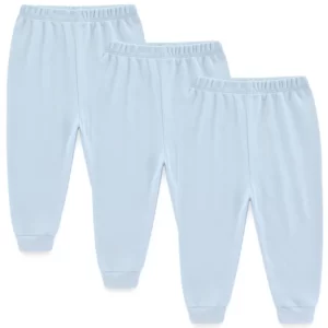 Pantalon Nouveau-né Coton Doux - Lot de 3 Bleu Clair