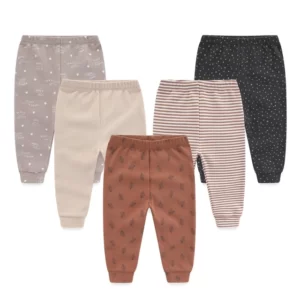 Lot de 5 Pantalons Bébé 100% Coton Doux - Unisexe