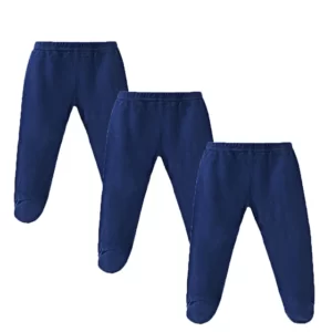 Pantalons en Coton Bébé Unisexe, 3 Pièces Bleu Marine