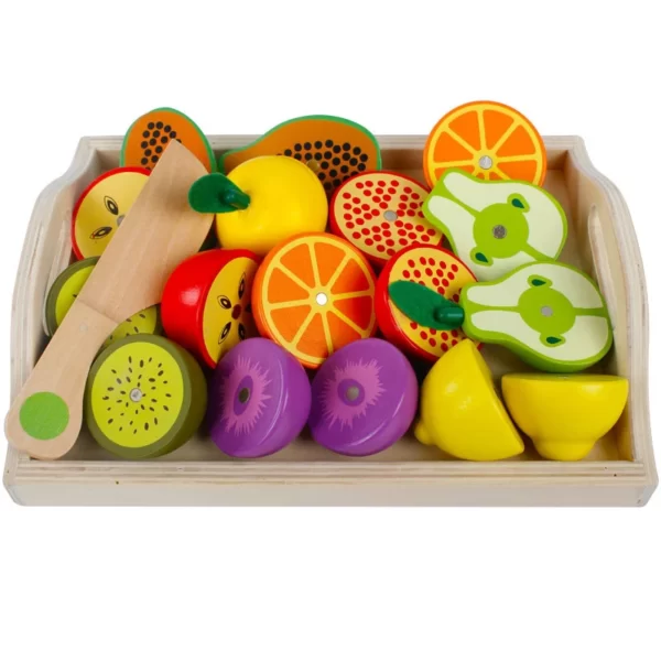 Set de Cuisine en Bois Montessori - Fruits et Légumes à Découper – Image 4