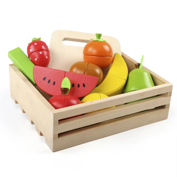 Set de Cuisine en Bois Montessori - Fruits et Légumes à Découper – Image 2
