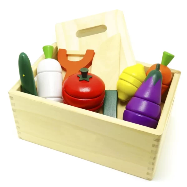 Set de Cuisine en Bois Montessori - Fruits et Légumes à Découper – Image 3