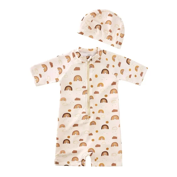 Maillot de Bain Bébé Arc-en-Ciel + Bonnet